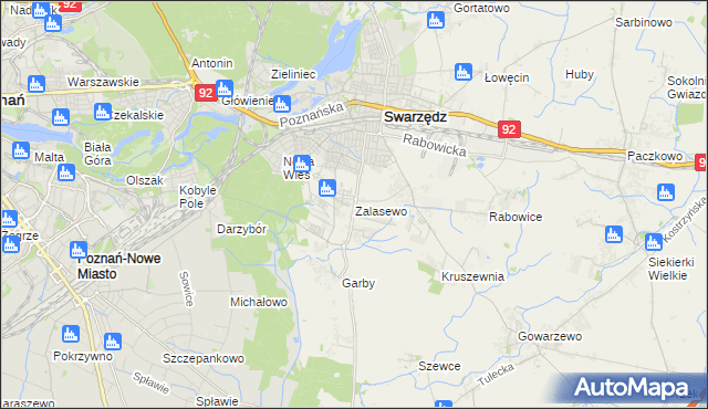 mapa Zalasewo, Zalasewo na mapie Targeo