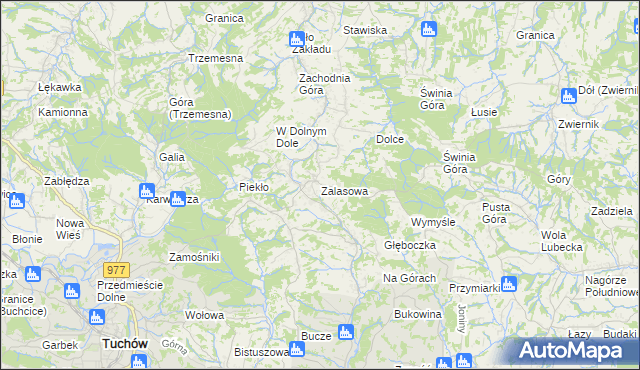 mapa Zalasowa, Zalasowa na mapie Targeo