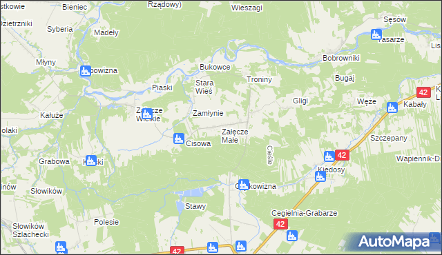 mapa Załęcze Małe, Załęcze Małe na mapie Targeo
