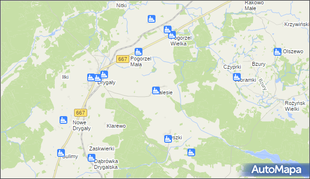 mapa Zalesie gmina Biała Piska, Zalesie gmina Biała Piska na mapie Targeo