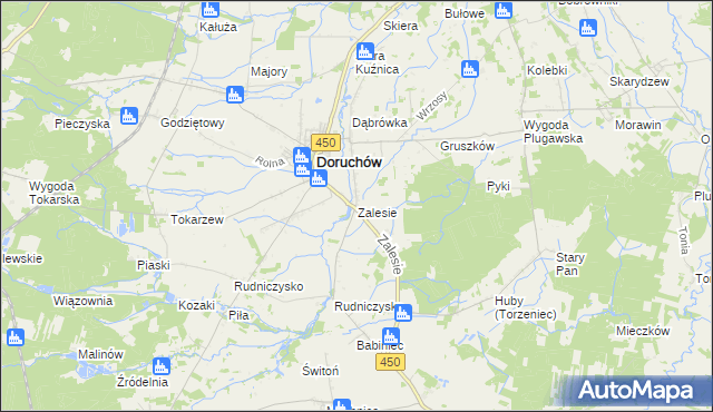 mapa Zalesie gmina Doruchów, Zalesie gmina Doruchów na mapie Targeo