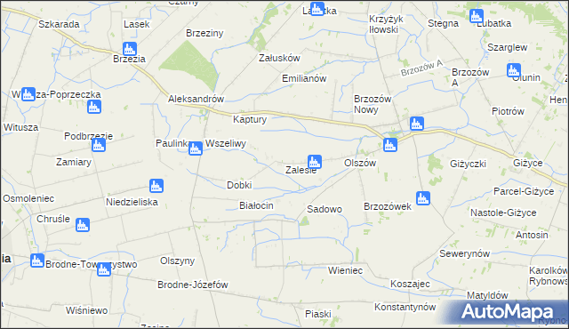 mapa Zalesie gmina Iłów, Zalesie gmina Iłów na mapie Targeo