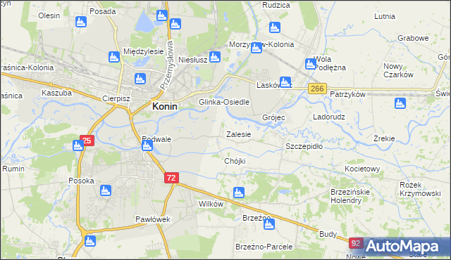 mapa Zalesie gmina Krzymów, Zalesie gmina Krzymów na mapie Targeo