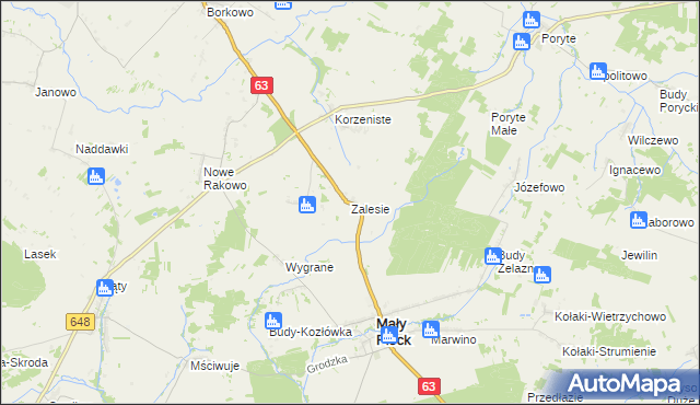 mapa Zalesie gmina Mały Płock, Zalesie gmina Mały Płock na mapie Targeo