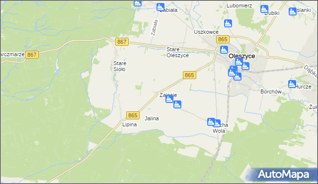 mapa Zalesie gmina Oleszyce, Zalesie gmina Oleszyce na mapie Targeo