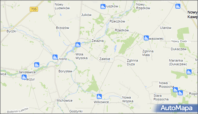 mapa Zalesie gmina Skierniewice, Zalesie gmina Skierniewice na mapie Targeo