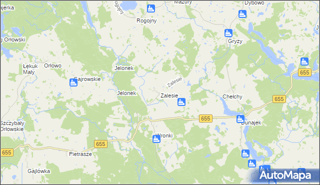 mapa Zalesie gmina Świętajno, Zalesie gmina Świętajno na mapie Targeo