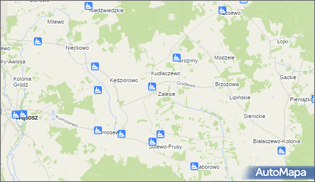 mapa Zalesie gmina Wąsosz, Zalesie gmina Wąsosz na mapie Targeo