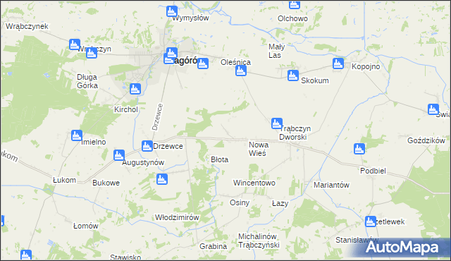 mapa Zalesie gmina Zagórów, Zalesie gmina Zagórów na mapie Targeo