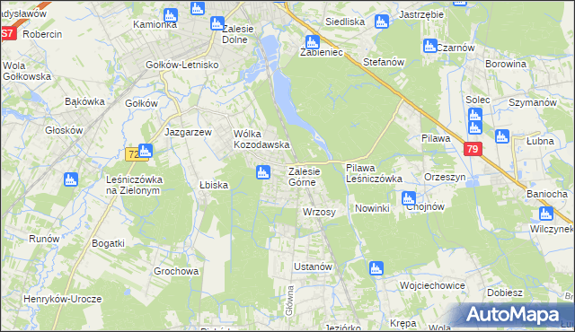mapa Zalesie Górne, Zalesie Górne na mapie Targeo