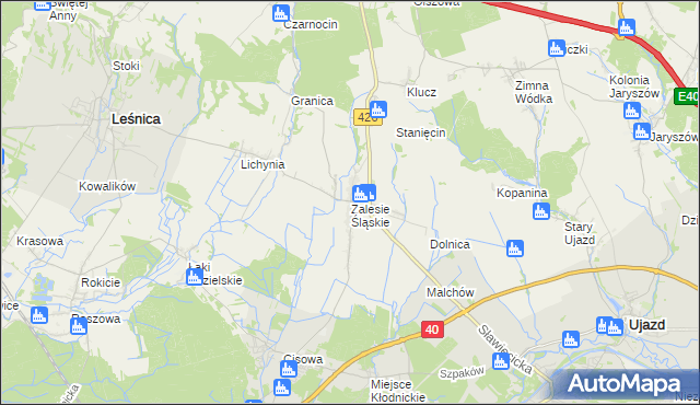 mapa Zalesie Śląskie, Zalesie Śląskie na mapie Targeo