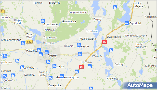 mapa Zaleskie gmina Sejny, Zaleskie gmina Sejny na mapie Targeo