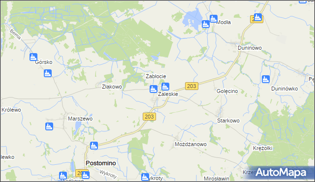 mapa Zaleskie gmina Ustka, Zaleskie gmina Ustka na mapie Targeo