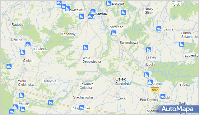 mapa Załęże gmina Osiek Jasielski, Załęże gmina Osiek Jasielski na mapie Targeo