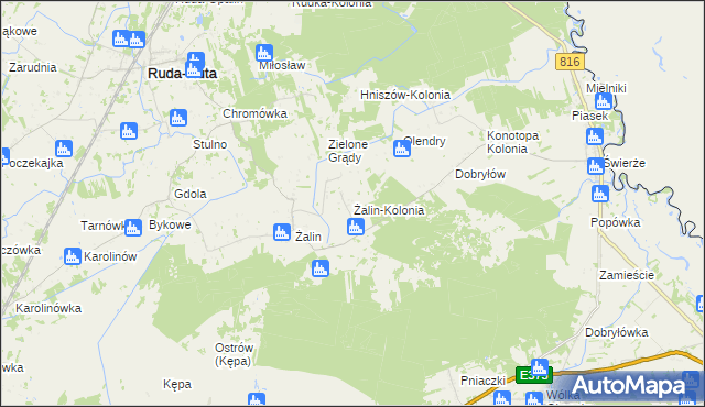 mapa Żalin-Kolonia, Żalin-Kolonia na mapie Targeo