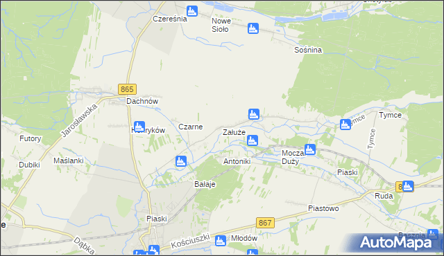 mapa Załuże gmina Lubaczów, Załuże gmina Lubaczów na mapie Targeo