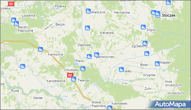 mapa Zambrzyniec, Zambrzyniec na mapie Targeo