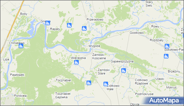 mapa Zambski Kościelne, Zambski Kościelne na mapie Targeo