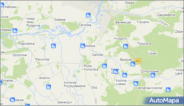 mapa Zamość gmina Pyzdry, Zamość gmina Pyzdry na mapie Targeo