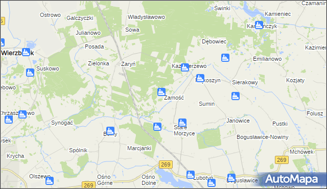 mapa Zamość gmina Wierzbinek, Zamość gmina Wierzbinek na mapie Targeo