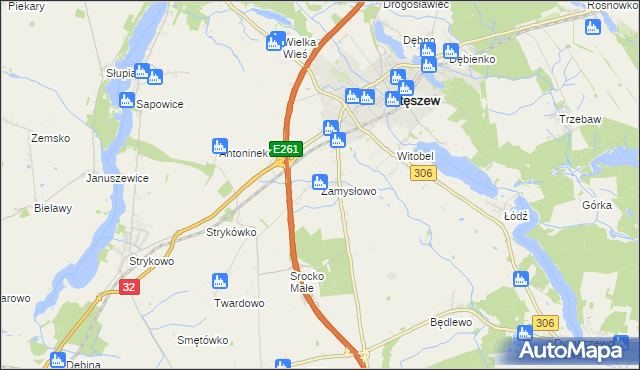 mapa Zamysłowo, Zamysłowo na mapie Targeo