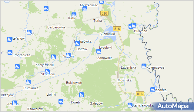 mapa Zanowinie, Zanowinie na mapie Targeo