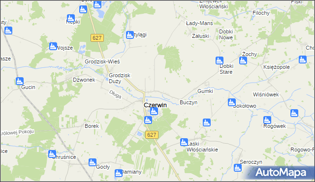 mapa Zaorze gmina Czerwin, Zaorze gmina Czerwin na mapie Targeo