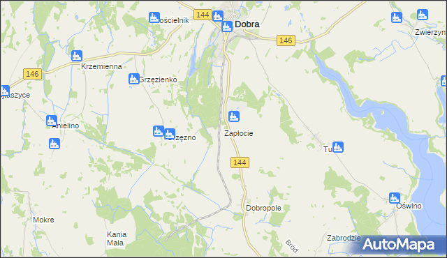 mapa Zapłocie gmina Dobra, Zapłocie gmina Dobra na mapie Targeo