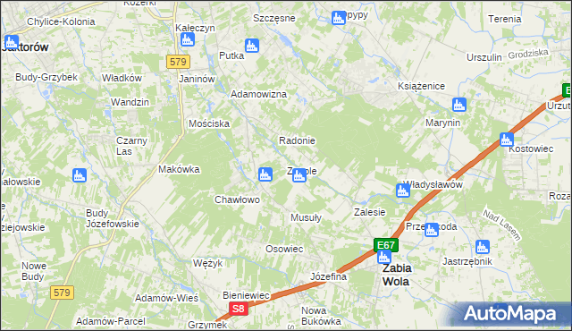 mapa Zapole gmina Grodzisk Mazowiecki, Zapole gmina Grodzisk Mazowiecki na mapie Targeo