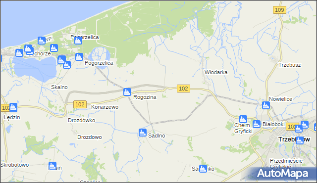 mapa Zapolice gmina Trzebiatów, Zapolice gmina Trzebiatów na mapie Targeo
