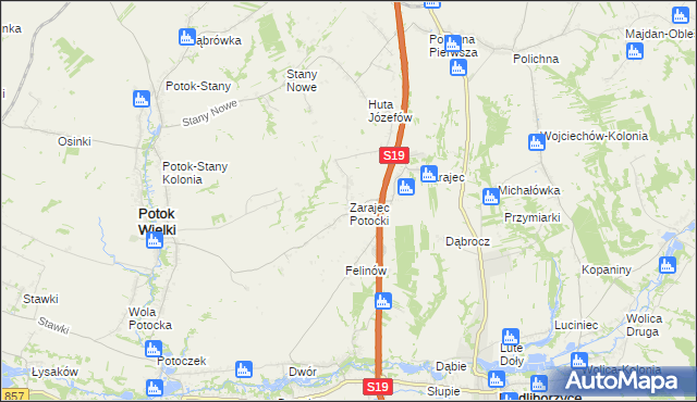 mapa Zarajec Potocki, Zarajec Potocki na mapie Targeo