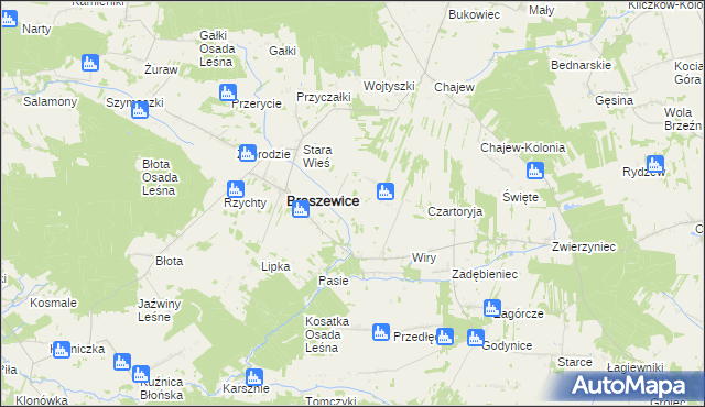 mapa Żarnów gmina Brąszewice, Żarnów gmina Brąszewice na mapie Targeo