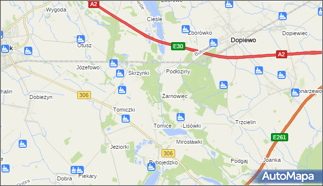 mapa Żarnowiec gmina Dopiewo, Żarnowiec gmina Dopiewo na mapie Targeo