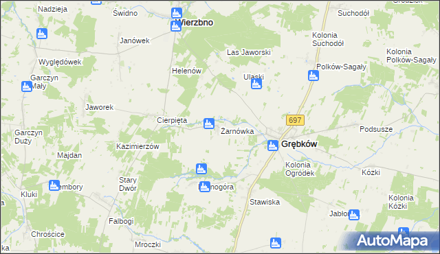 mapa Żarnówka gmina Grębków, Żarnówka gmina Grębków na mapie Targeo