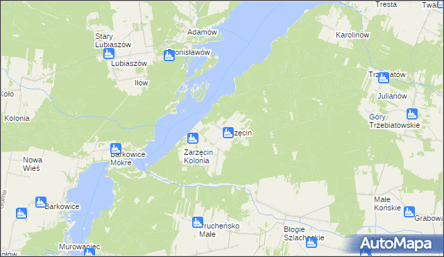 mapa Zarzęcin, Zarzęcin na mapie Targeo