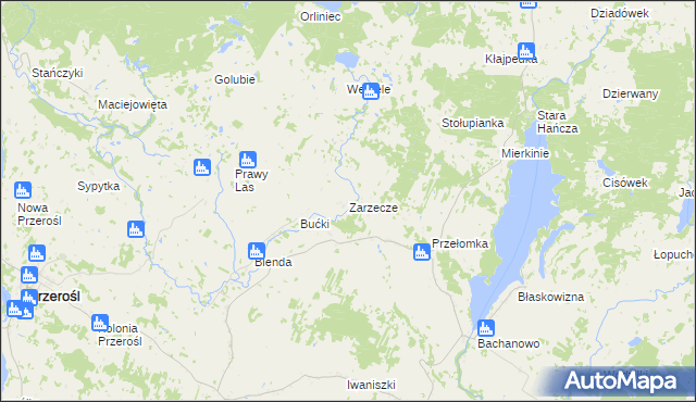 mapa Zarzecze gmina Przerośl, Zarzecze gmina Przerośl na mapie Targeo