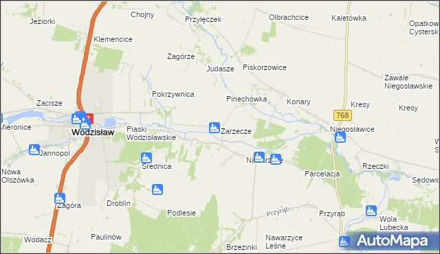 mapa Zarzecze gmina Wodzisław, Zarzecze gmina Wodzisław na mapie Targeo