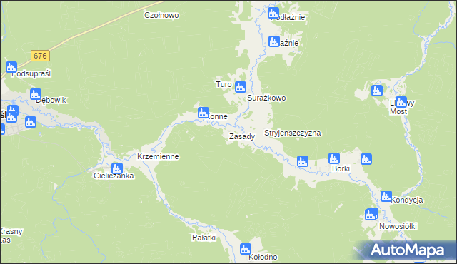 mapa Zasady gmina Gródek, Zasady gmina Gródek na mapie Targeo