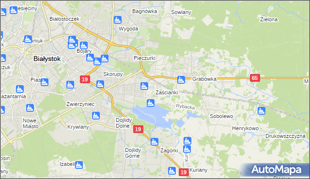 mapa Zaścianki gmina Supraśl, Zaścianki gmina Supraśl na mapie Targeo