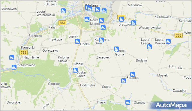 mapa Zasępiec, Zasępiec na mapie Targeo