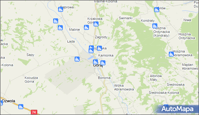 mapa Zastawie gmina Goraj, Zastawie gmina Goraj na mapie Targeo