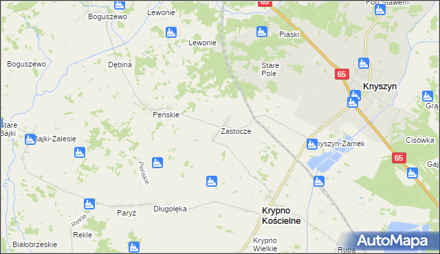 mapa Zastocze gmina Krypno, Zastocze gmina Krypno na mapie Targeo