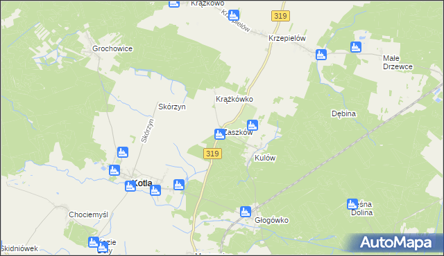 mapa Zaszków gmina Kotla, Zaszków gmina Kotla na mapie Targeo