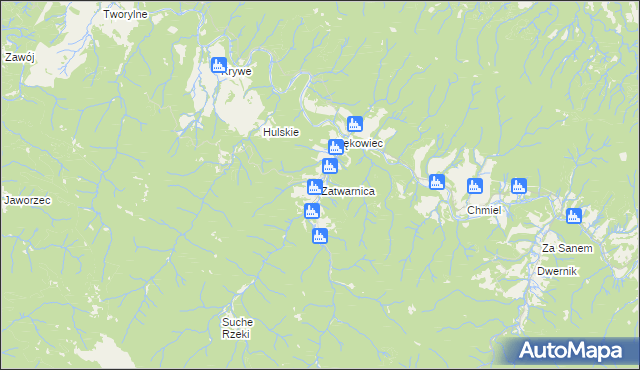 mapa Zatwarnica, Zatwarnica na mapie Targeo