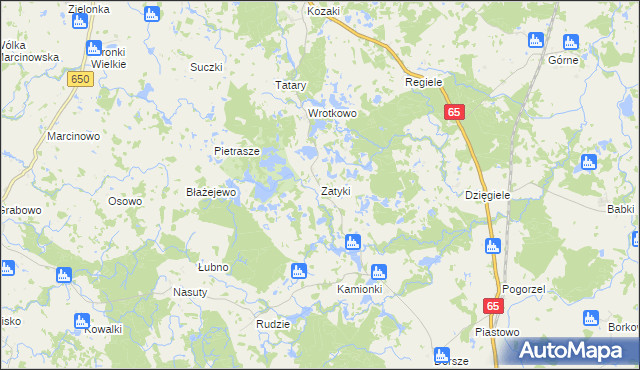 mapa Zatyki gmina Gołdap, Zatyki gmina Gołdap na mapie Targeo