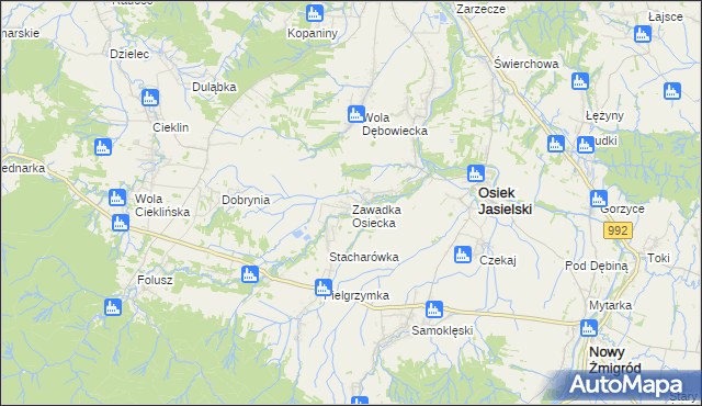 mapa Zawadka Osiecka, Zawadka Osiecka na mapie Targeo