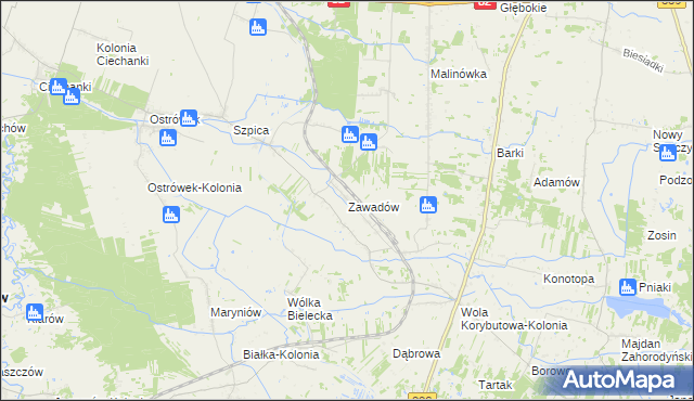 mapa Zawadów gmina Puchaczów, Zawadów gmina Puchaczów na mapie Targeo