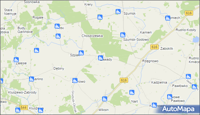 mapa Zawady gmina Dzierzgowo, Zawady gmina Dzierzgowo na mapie Targeo