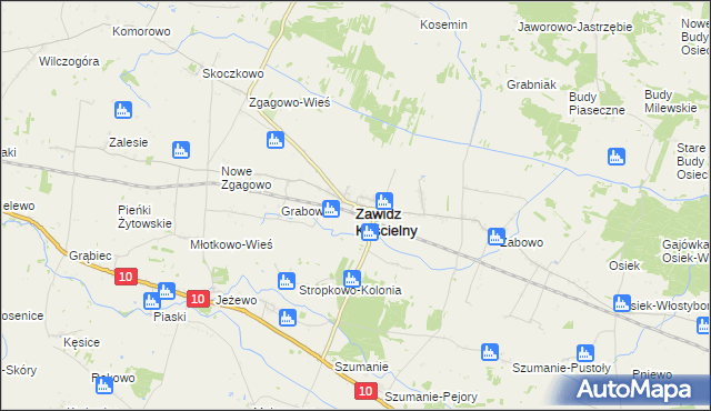 mapa Zawidz Kościelny, Zawidz Kościelny na mapie Targeo