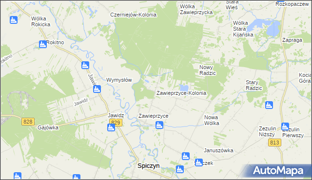 mapa Zawieprzyce-Kolonia, Zawieprzyce-Kolonia na mapie Targeo